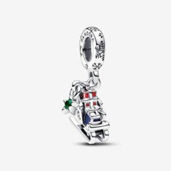 Christmas Sleigh 2023 Dangle Charm - Picture 1 of 5